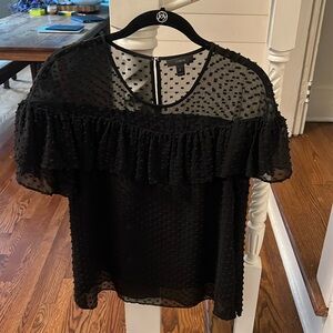 Beautiful J Crew Black Polka Dot Sheer Top Size 6